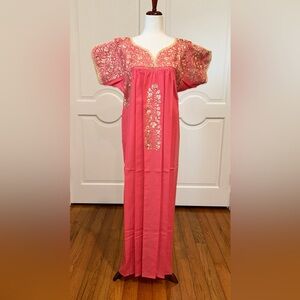 San Antonino Maxi Dress,Oaxaca Mexican dress.Hand Embroidered with Silk Threads.
